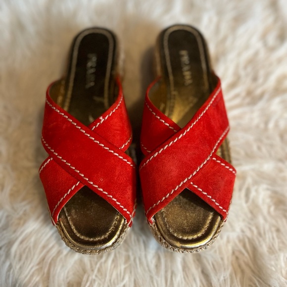Prada Red Suede Espadrilles - Picture 2 of 7
